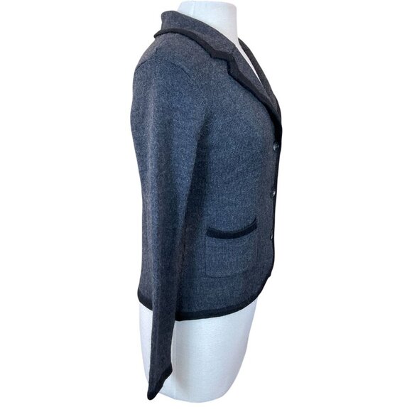 August Silk Gray Merino Wool Blend Sweater Cardigan Blazer Large - Picture 3 of 7